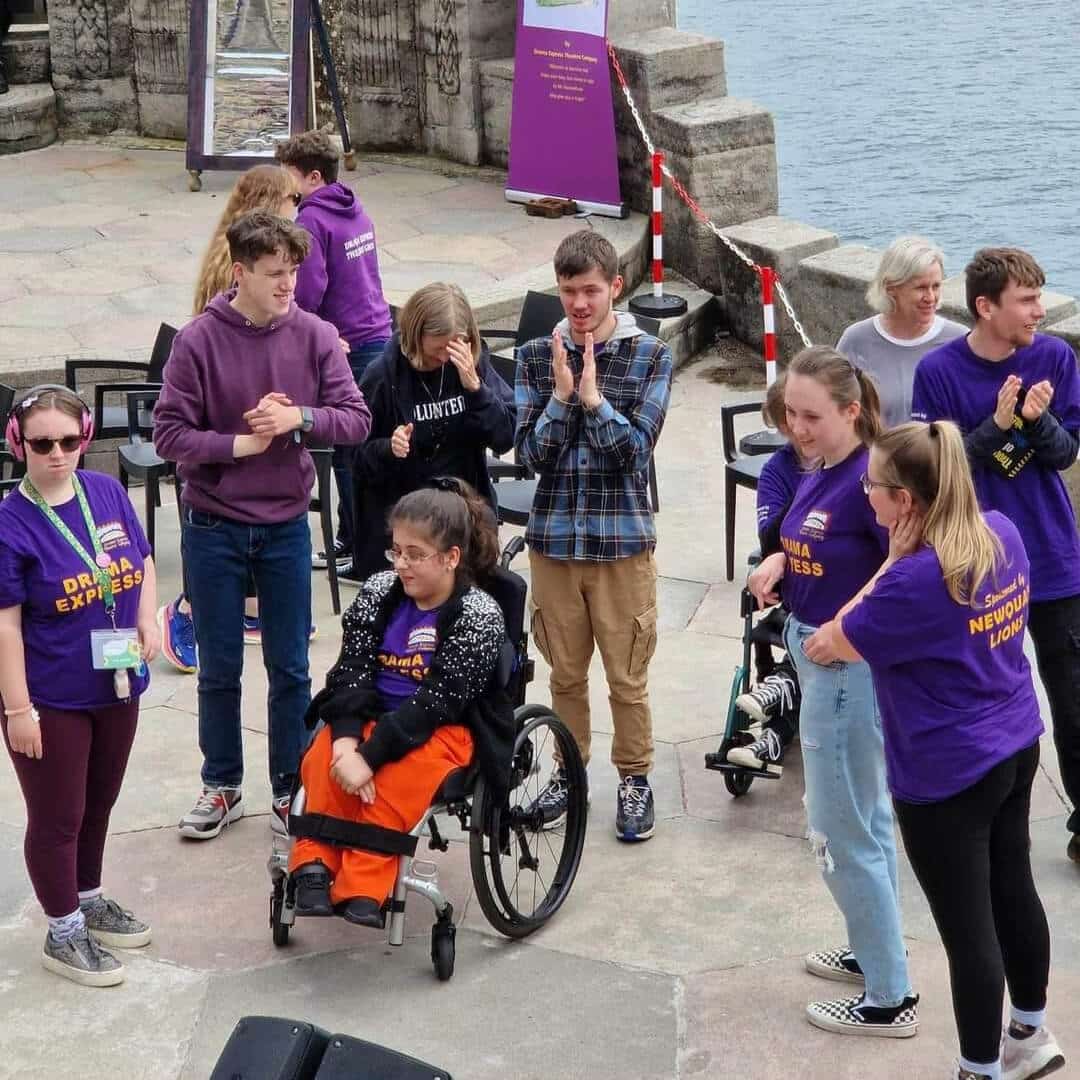 Young performers on stage at the Minack Theatre