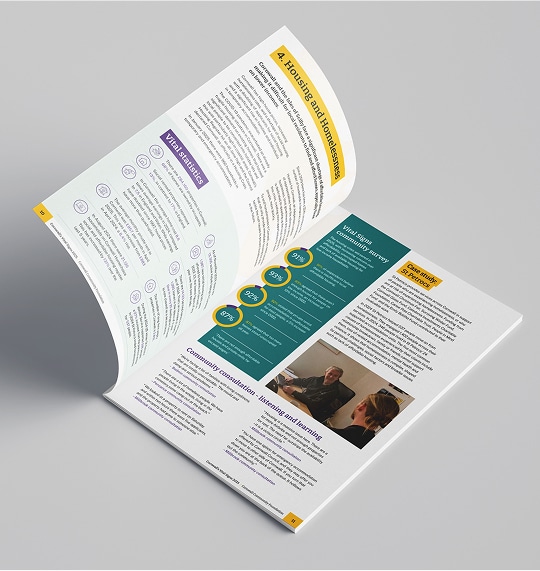 An inside spread of the CCF Vital Signs Report booklet.